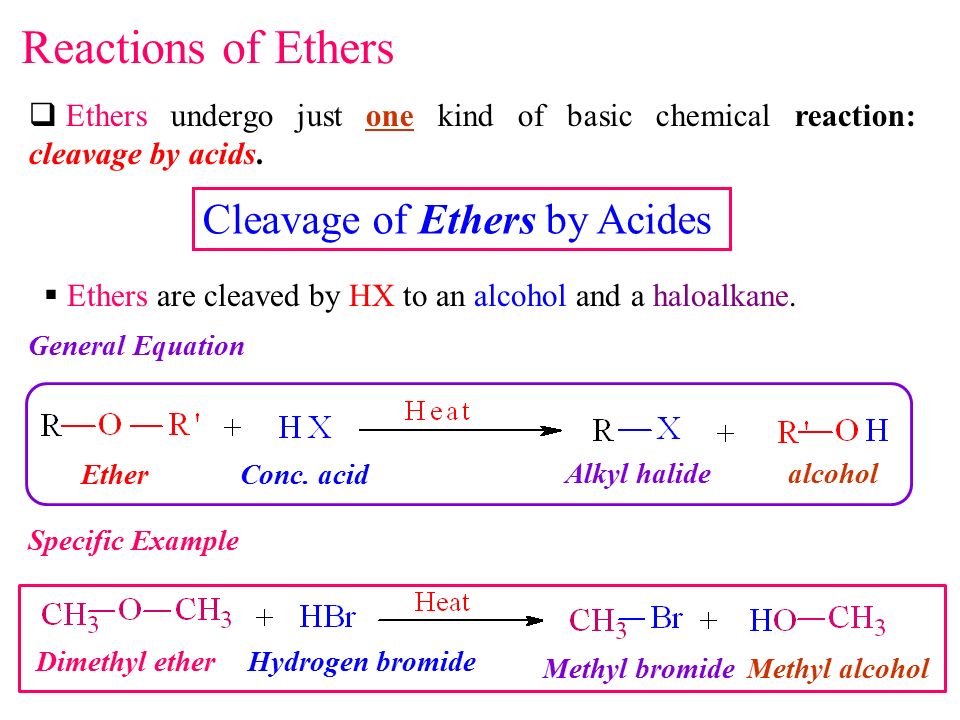 Reactions of Ethers Cleavage of Ethers by Acides