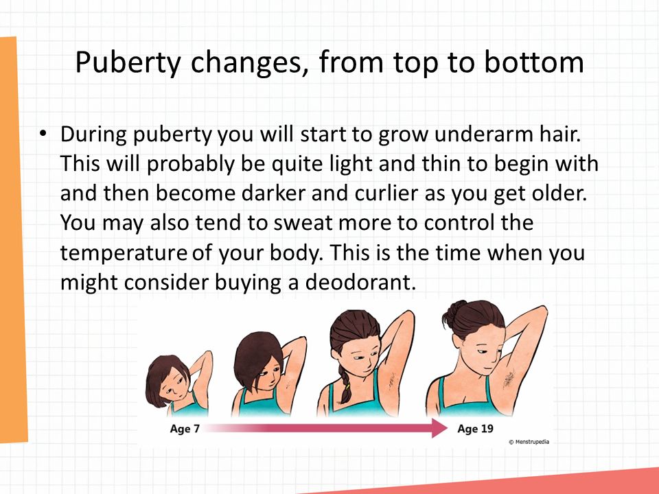 Puberty changes, from top to bottom.