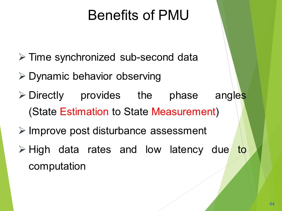 Benefits of PMU Time synchronized sub-second data