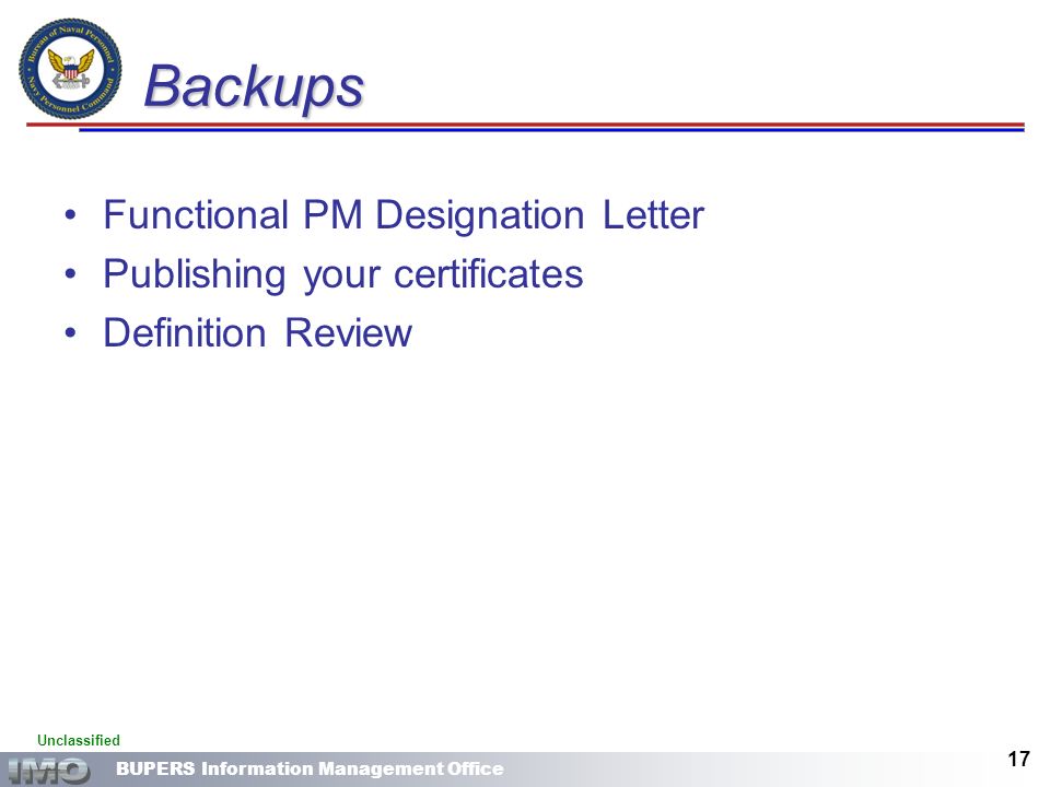 Backups Functional PM Designation Letter Publishing your certificates