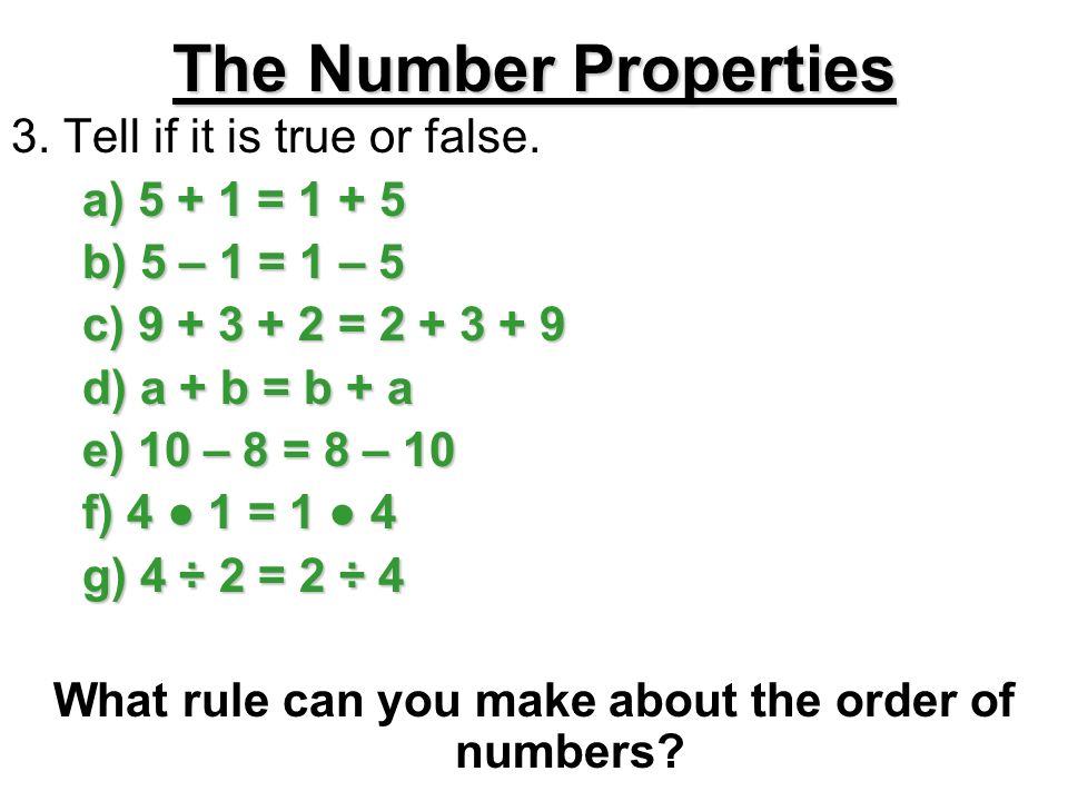 What rule can you make about the order of numbers