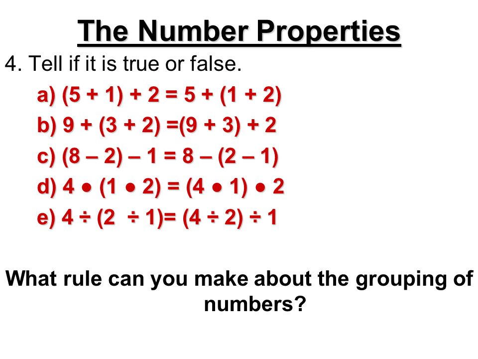 What rule can you make about the grouping of numbers