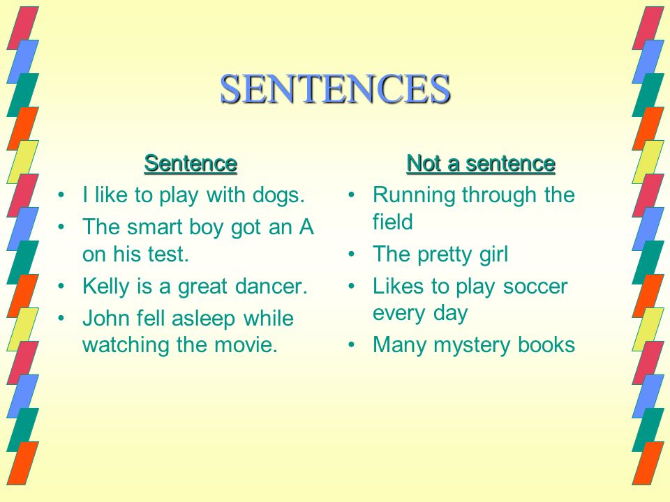 Like sentences. Running sentences. Sentence i like.