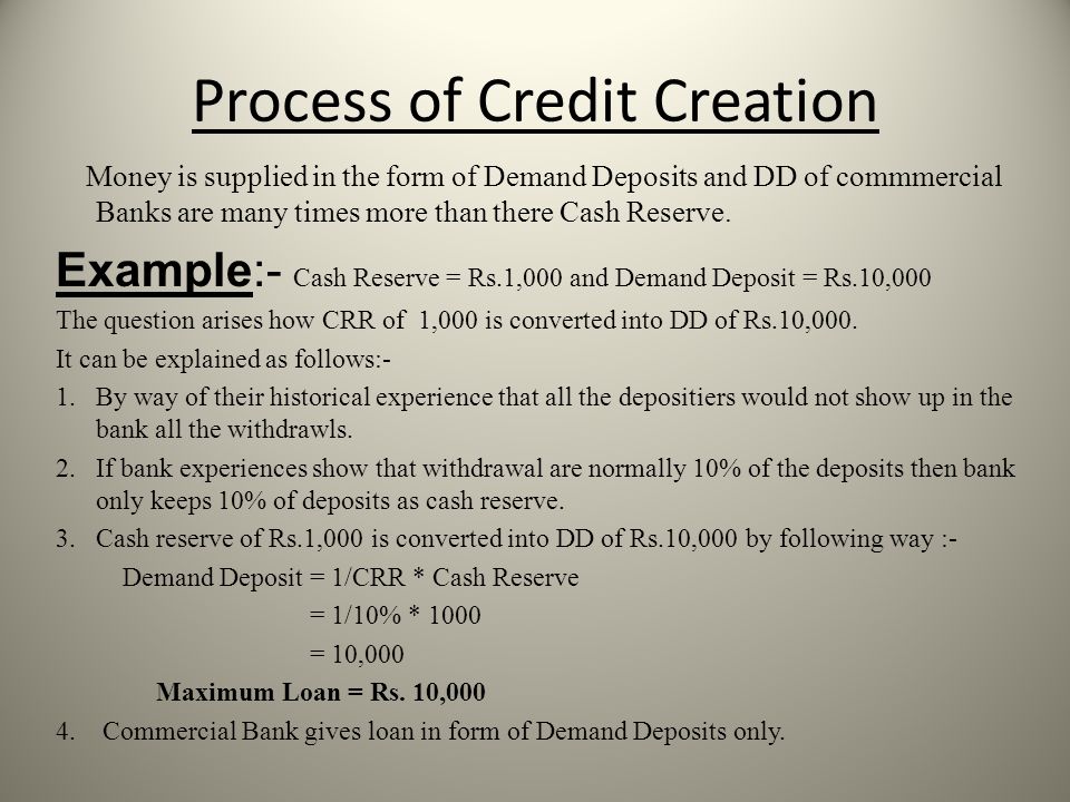 credit creation by commercial banks