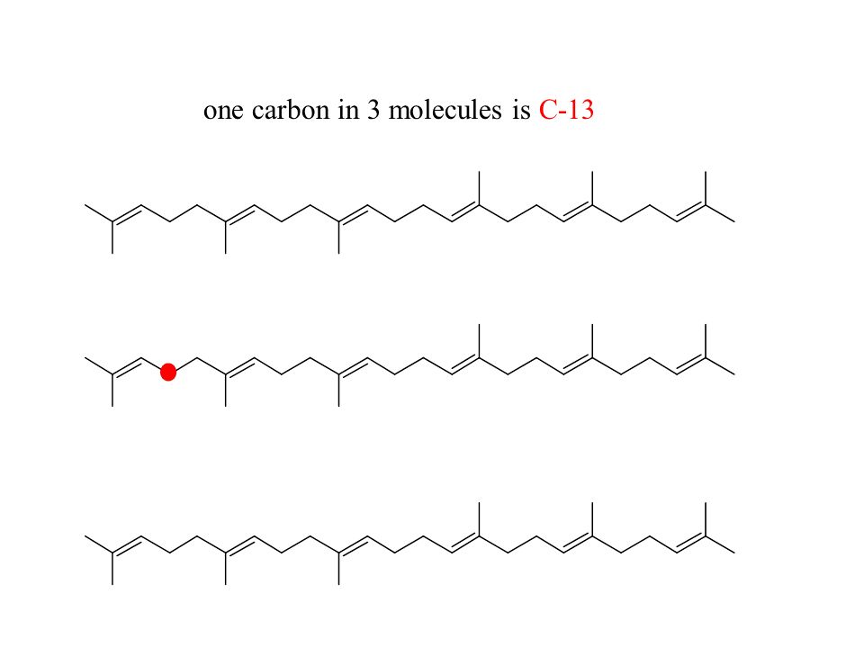 one carbon in 3 molecules is C-13