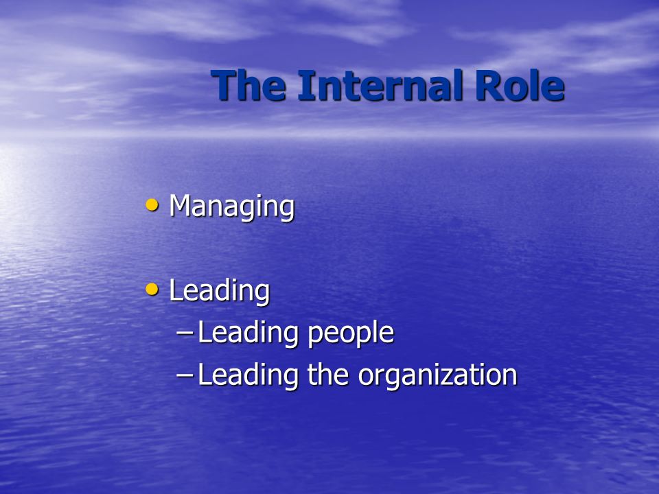 The Internal Role Managing Leading Leading people