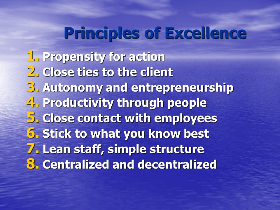 Principles of Excellence
