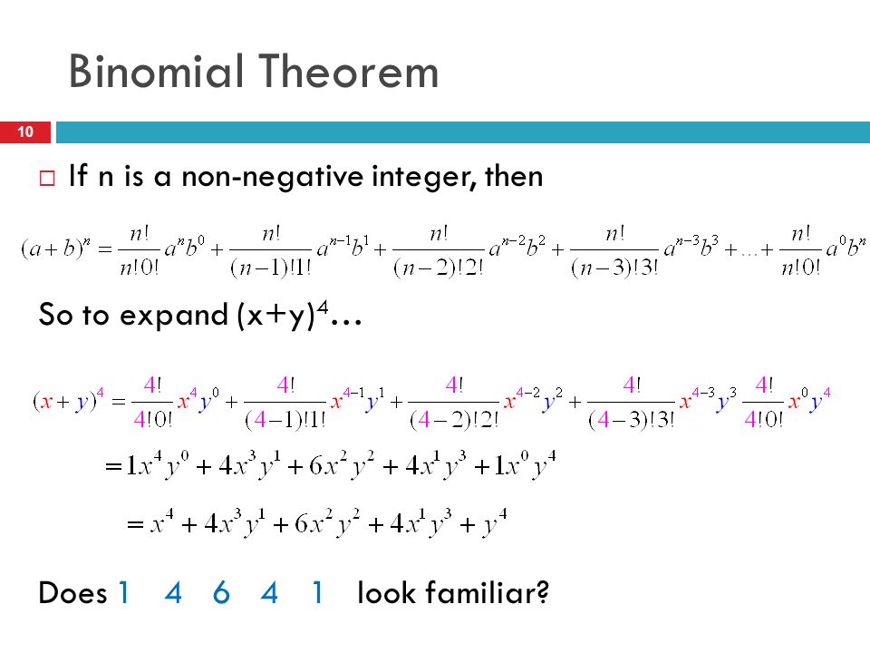 2-6 Binomial Theorem Factorials - ppt download