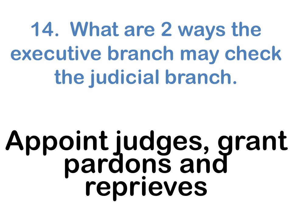 Appoint judges, grant pardons and reprieves