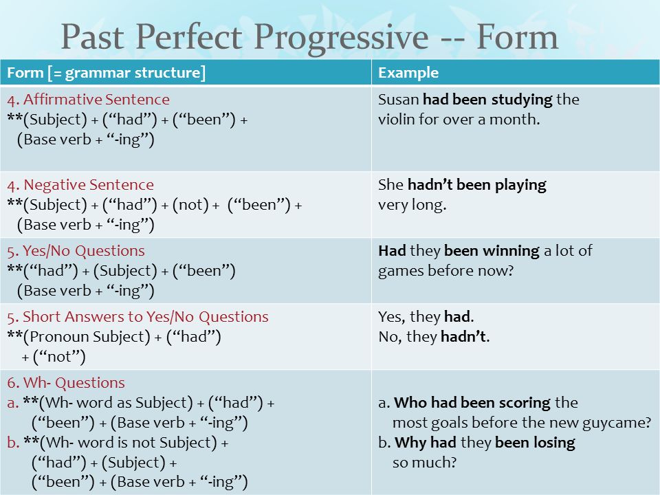 Past progressive form