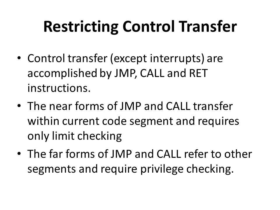 Restricting Control Transfer