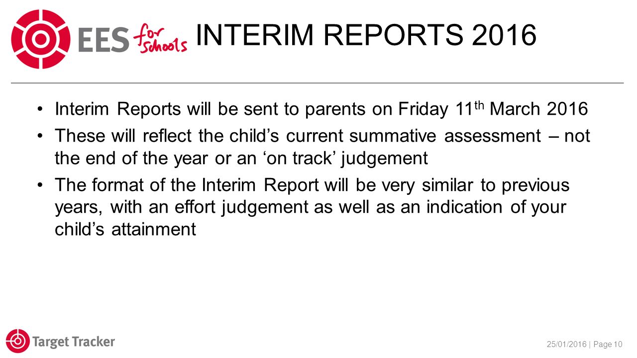 INTERIM REPORTS 2016 Interim Reports will be sent to parents on Friday 11th March