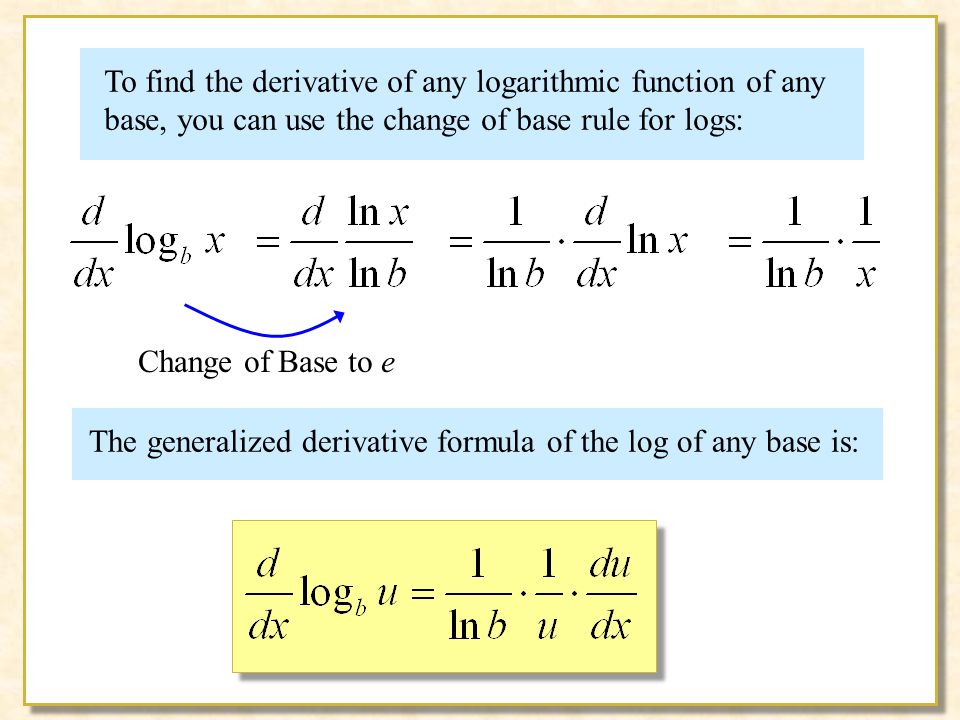 derivative of log base derivative of log base