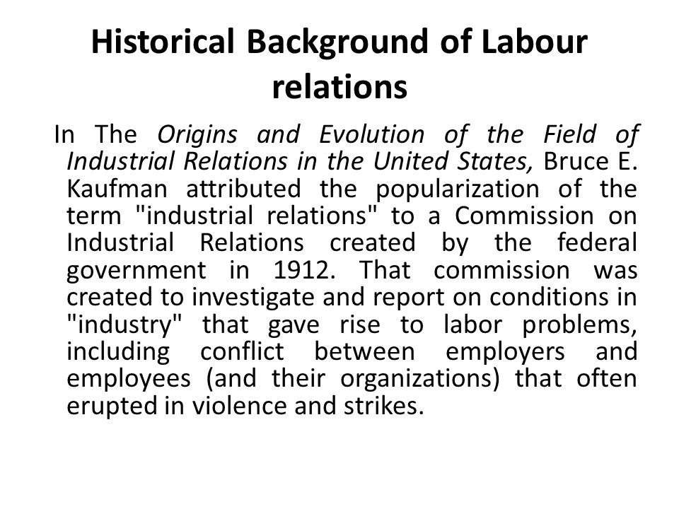 origin of industrial relations