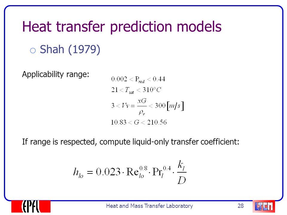 Heat transfer prediction models