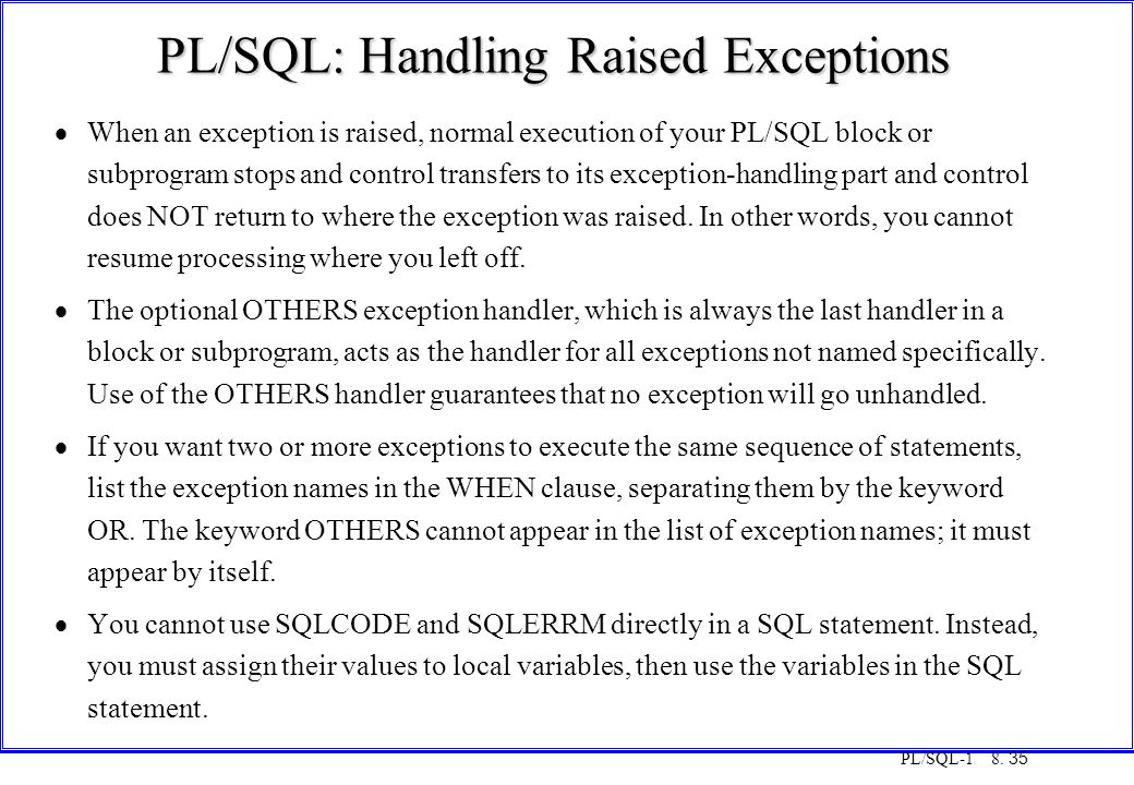 7.1 Handling Exceptions, PDF, Pl/Sql