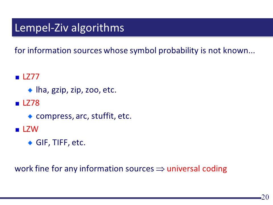Lempel-Ziv algorithms