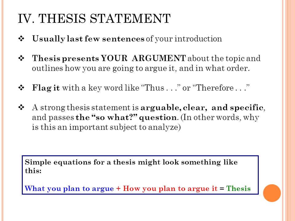 where is the thesis statement usually found