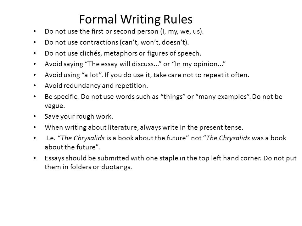 formal essay rules