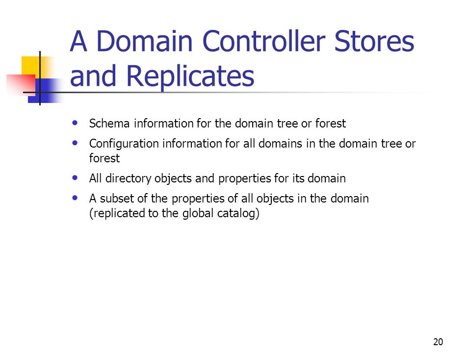 A Domain Controller Stores and Replicates