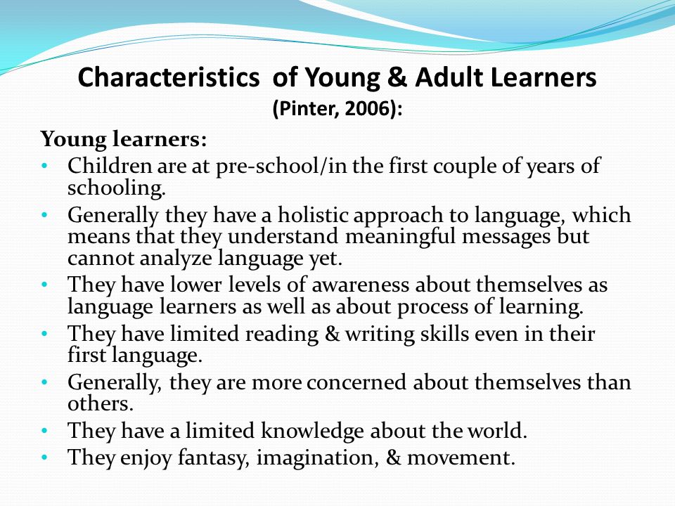 Physical Charactersitics Of Young Learners