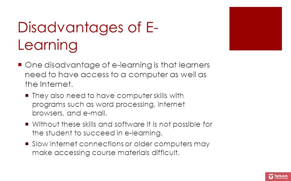 disadvantages of e learning