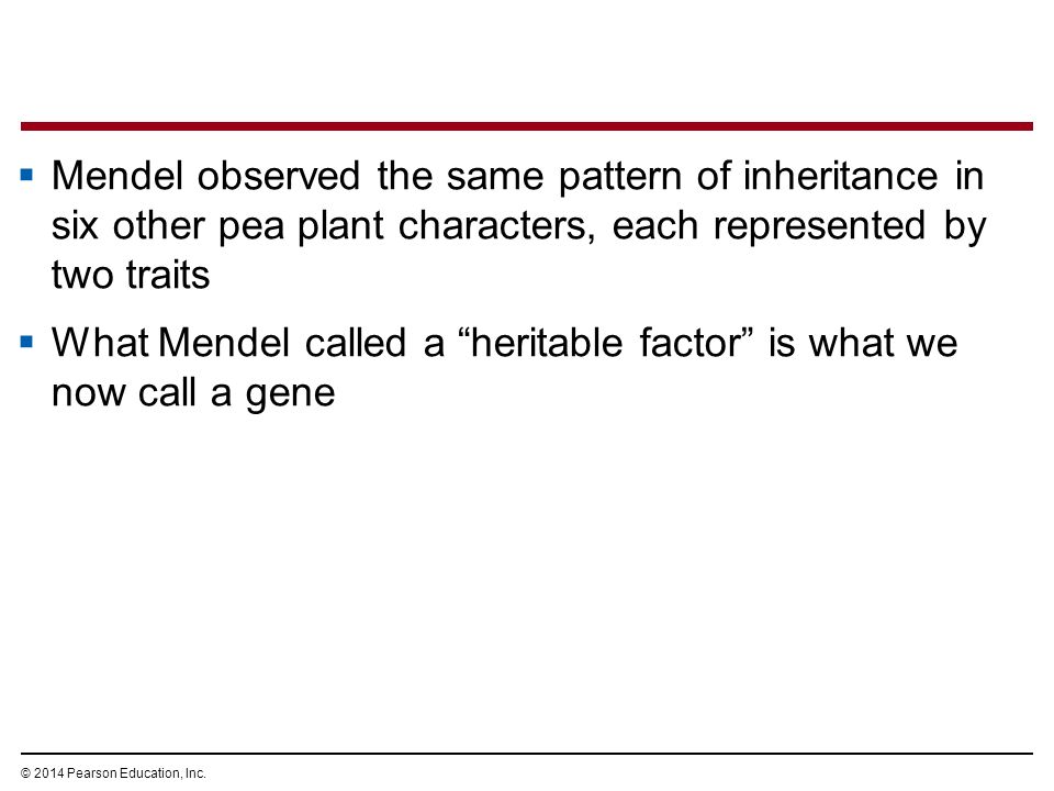 What Mendel called a heritable factor is what we now call a gene