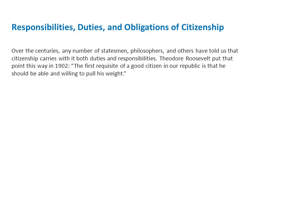 Responsibilities, Duties, and Obligations of Citizenship