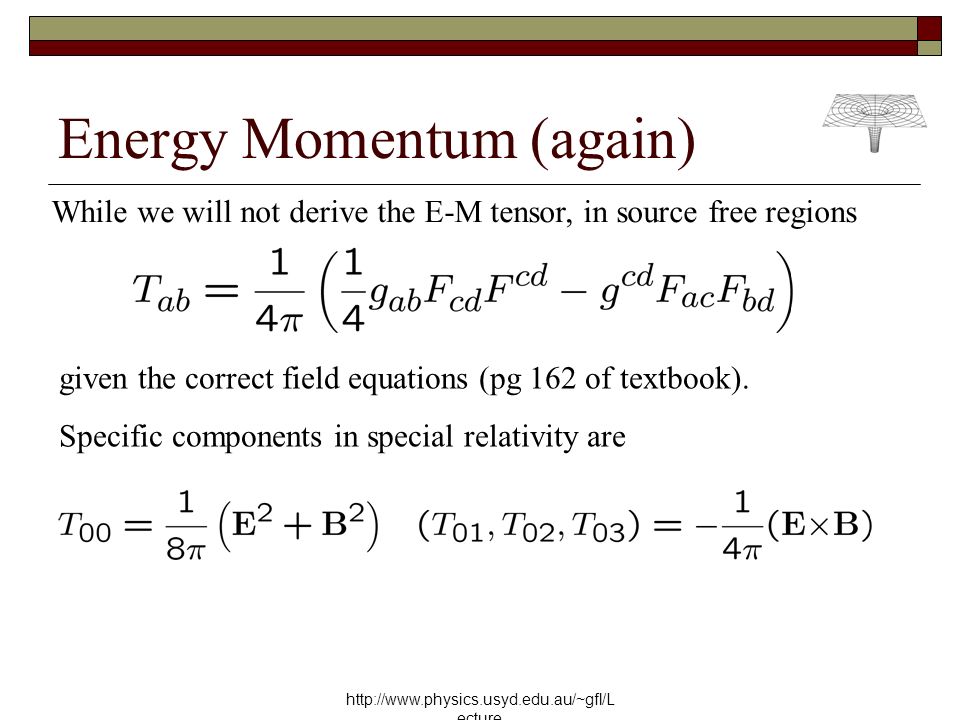 Energy Momentum (again)