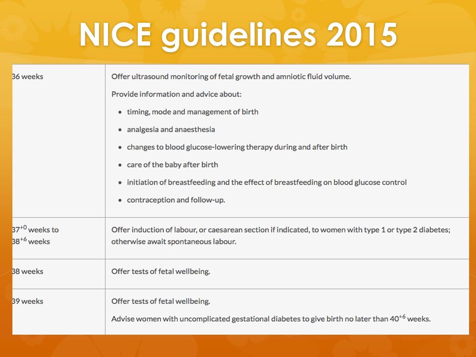 nice guidelines gestational diabetes induction)