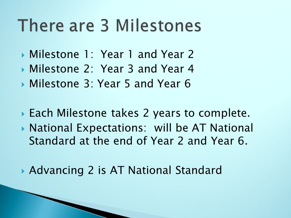 There are 3 Milestones Milestone 1: Year 1 and Year 2
