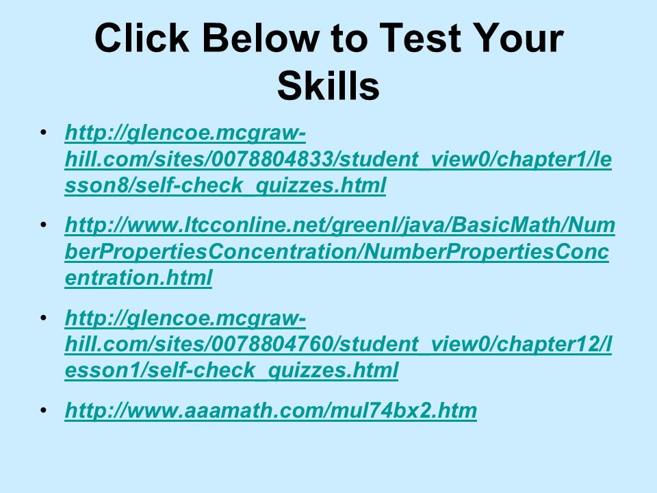 Click Below to Test Your Skills