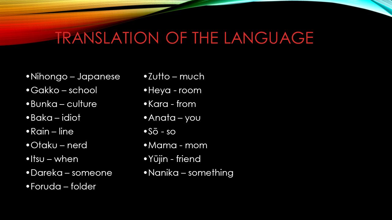 Translation of the language