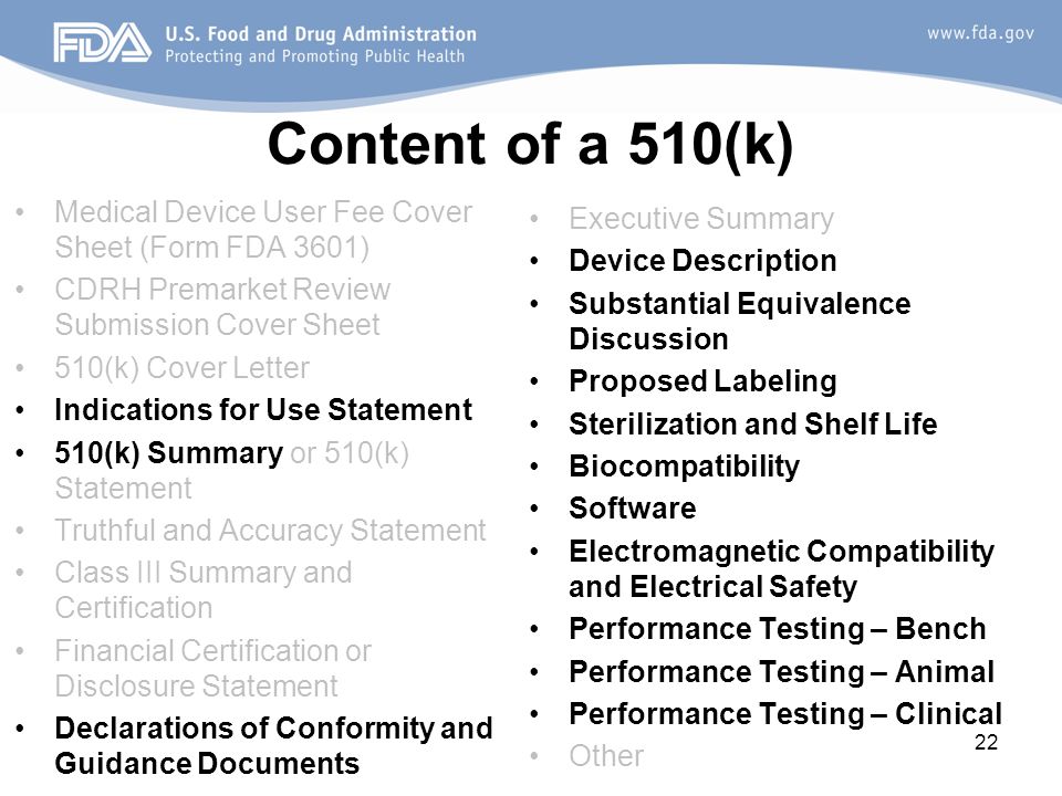 The 510(k) Program Roy Baby, Investigator US Food & Drug Administration