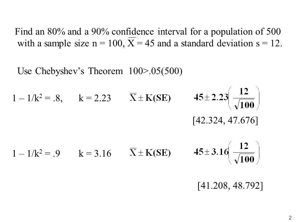 Use of Chebyshev's Theorem to Determine Confidence 