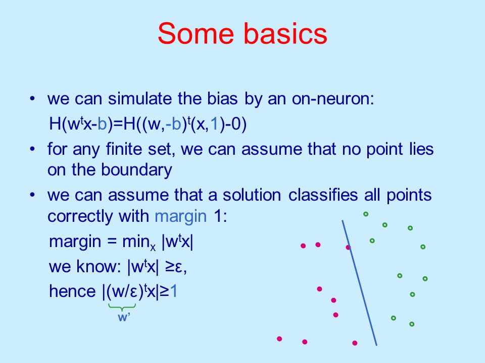 Some basics we can simulate the bias by an on-neuron: