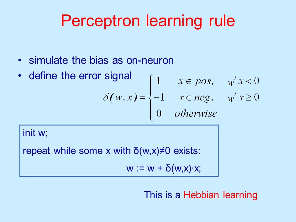 Perceptron learning rule