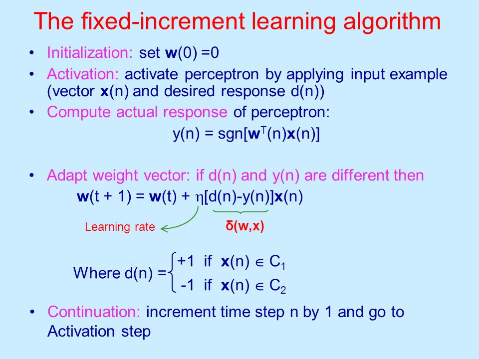 The fixed-increment learning algorithm