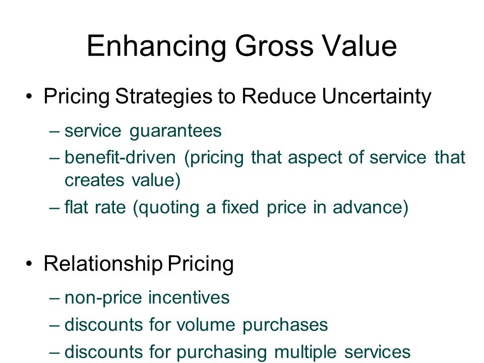 Enhancing Gross Value Pricing Strategies to Reduce Uncertainty