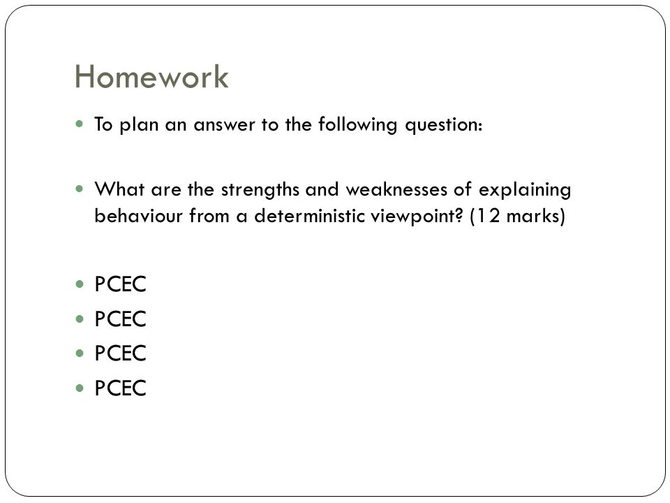 Homework PCEC To plan an answer to the following question: