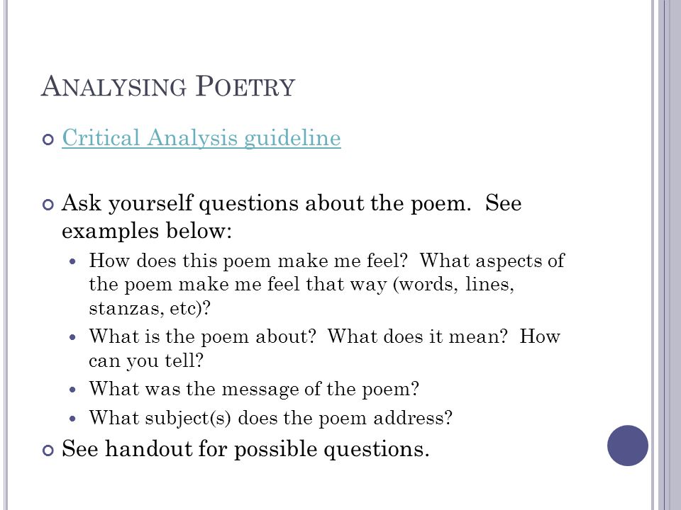 How To Analyse A Poem 