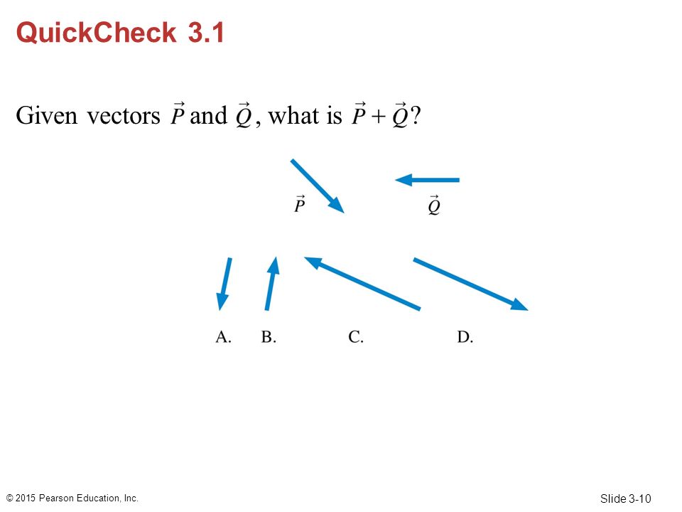 QuickCheck 3.1 Given vectors and , what is Answer: A