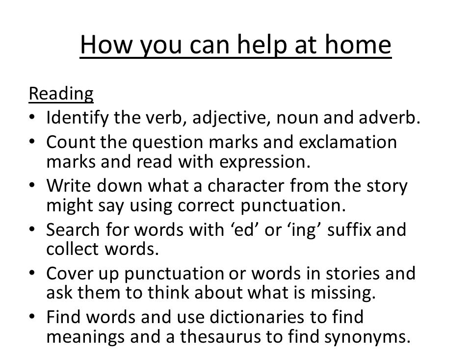 How you can help at home Reading