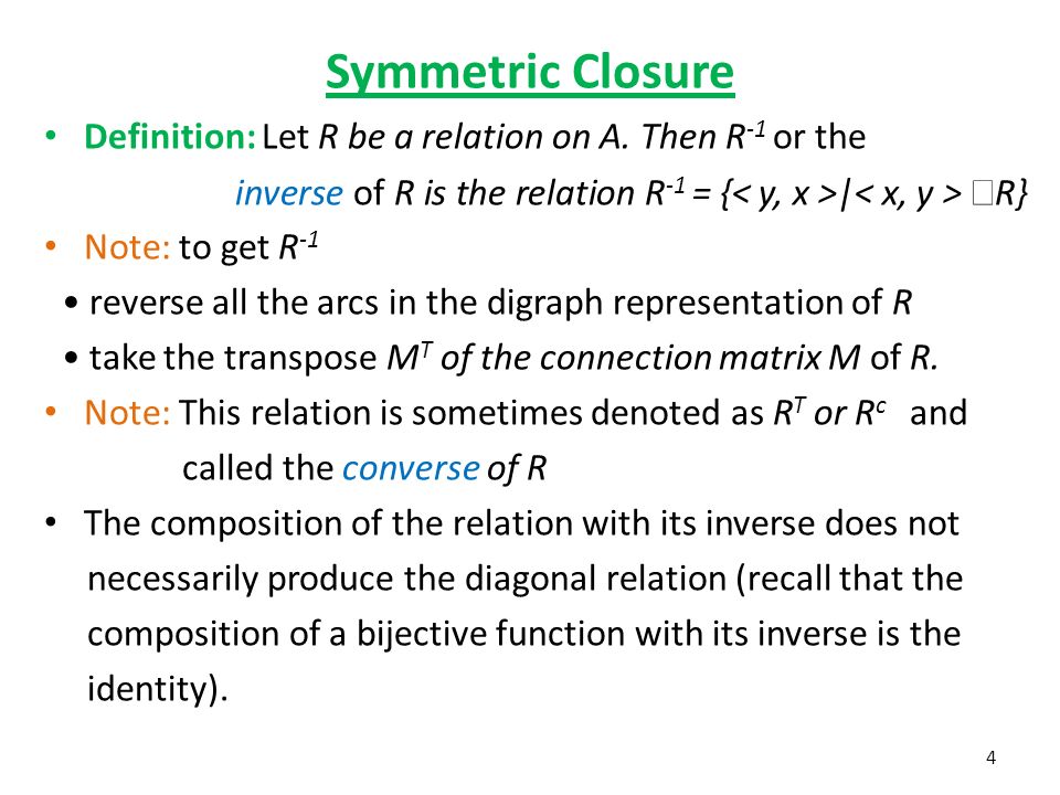 8 4 Closures Of Relations Definition The Closure Of A Relation R With Respect To Property P Is The Relation Obtained By Adding The Minimum Number Of Ppt Video Online Download