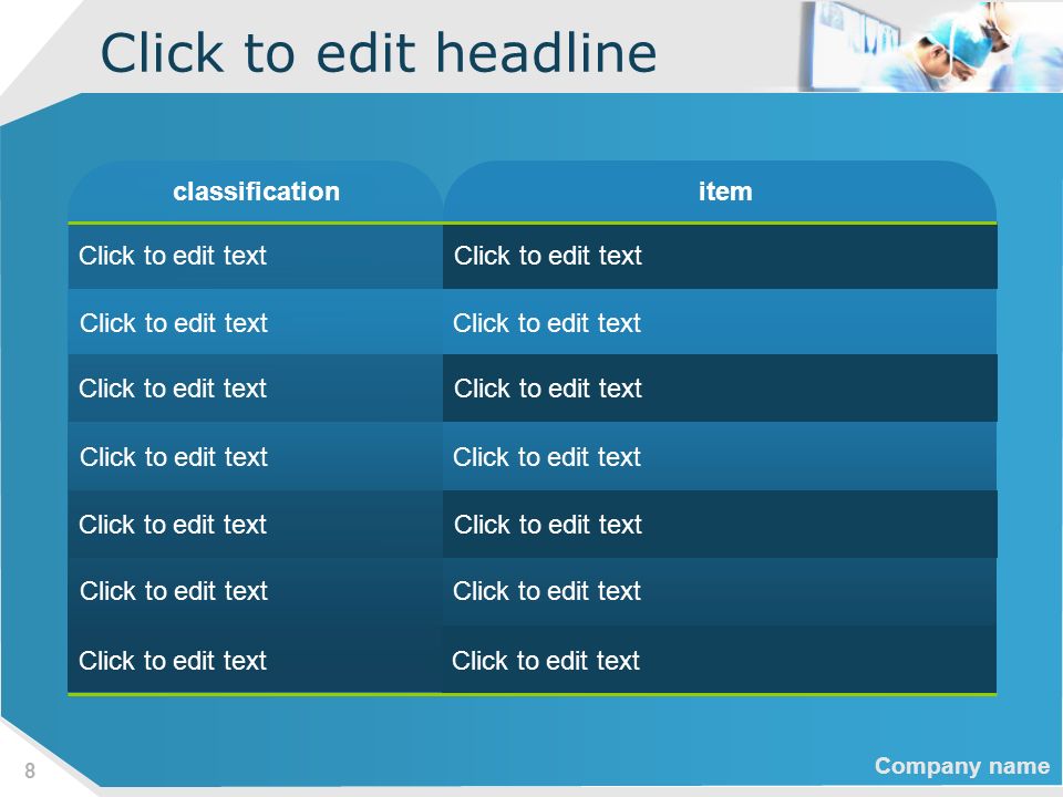 Click to edit headline classification item Click to edit text