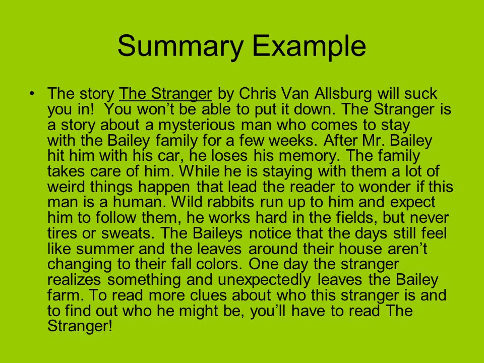 book summary example