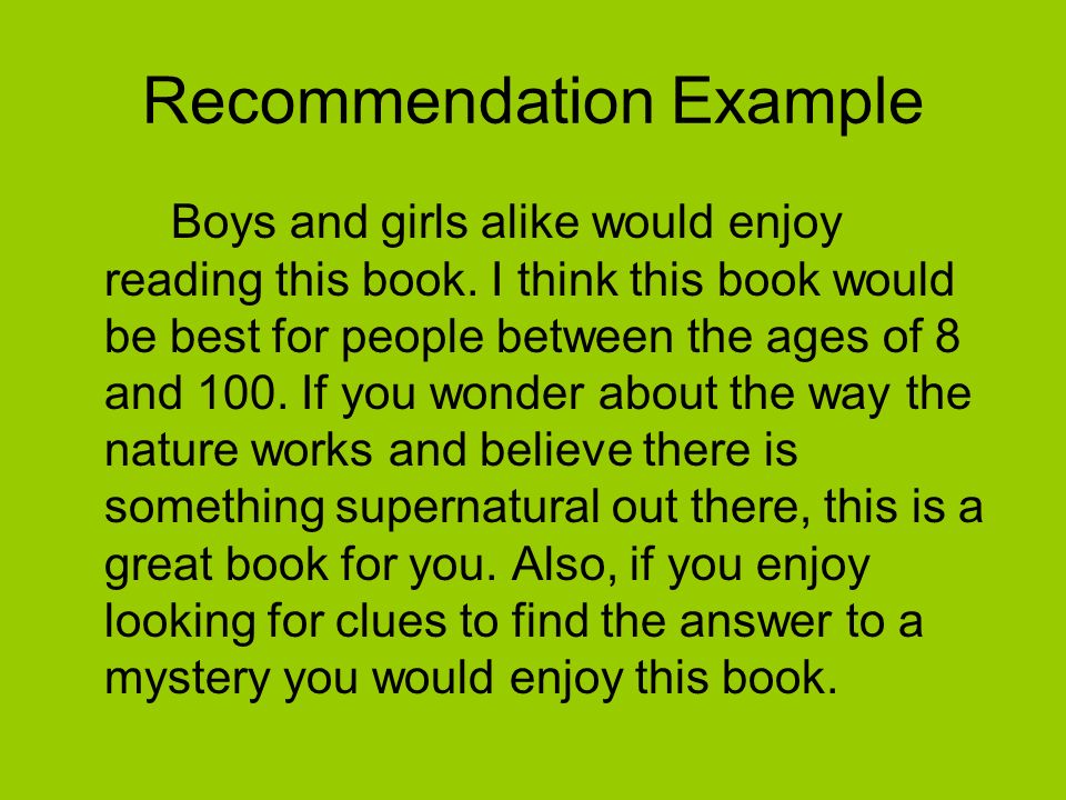 book recommendation sample