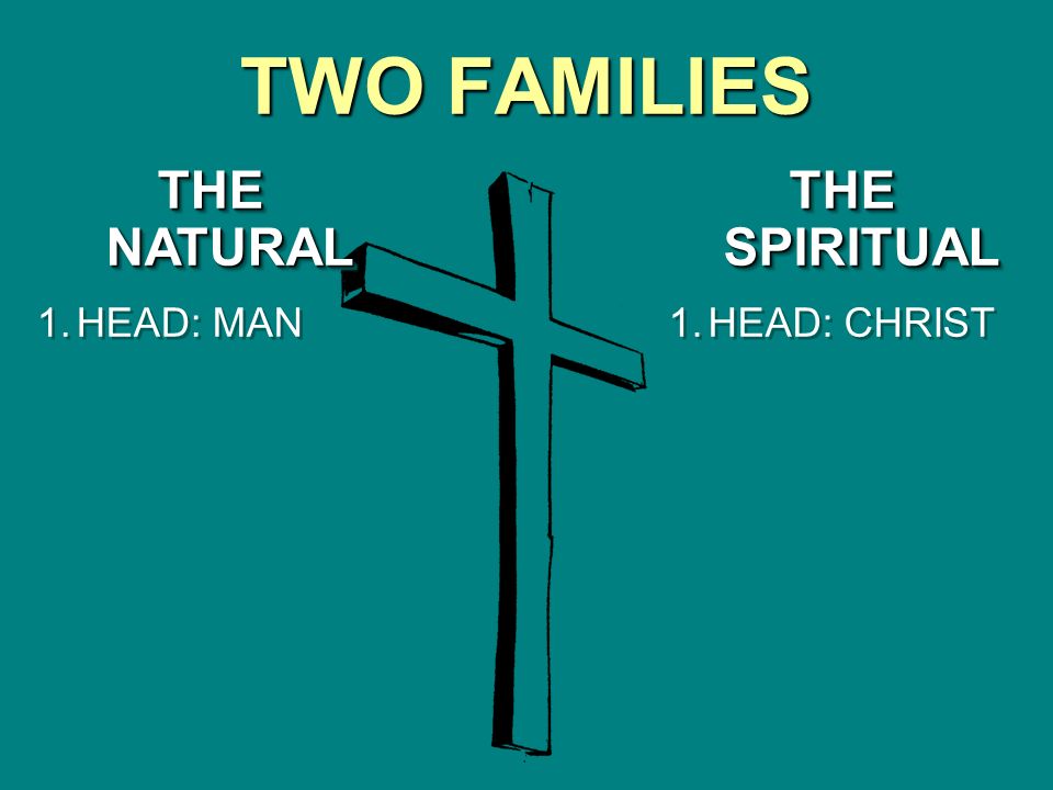 TWO FAMILIES THE NATURAL HEAD: MAN THE SPIRITUAL HEAD: CHRIST