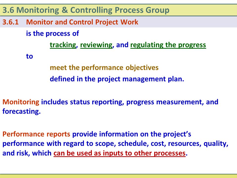 monitoring and controlling definition