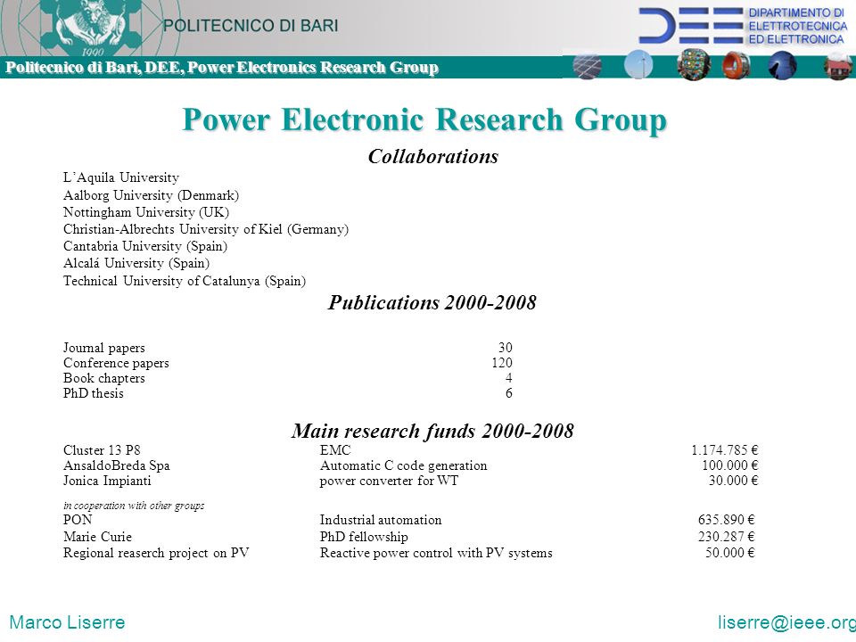 Power Electronics Research Group in Bari - ppt download